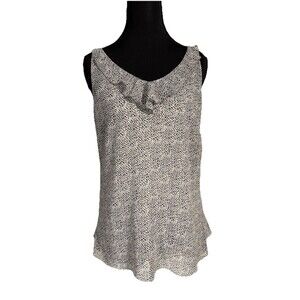 Cabi Tank Top Womens XS Cami Double Strap Lined Floral Boho Sheer Ruffles